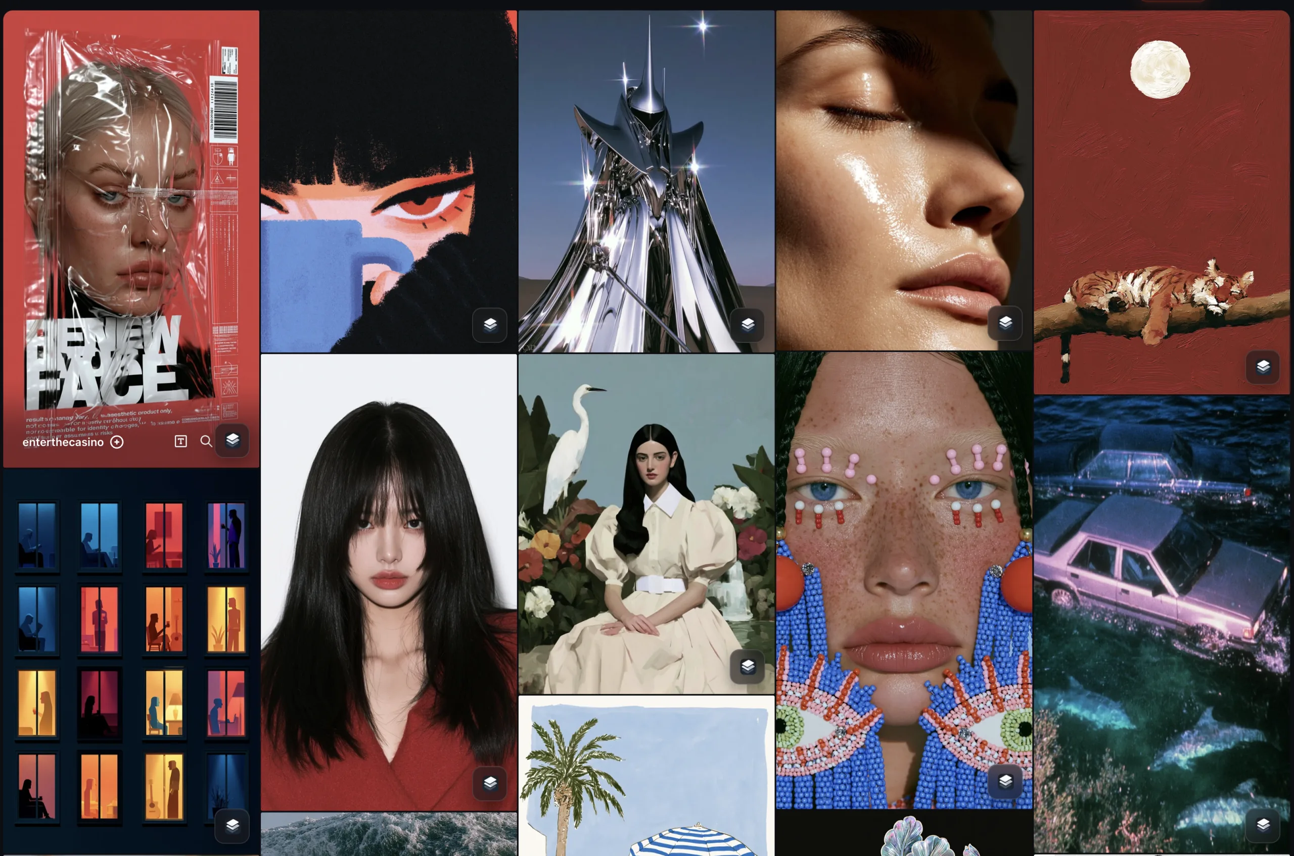 Midjourney image grid with GenCatalog save controls on generated images